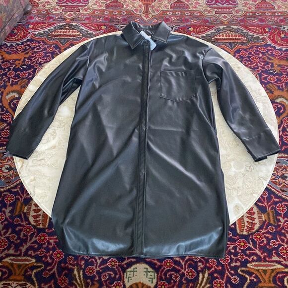 NWT Retrod Vegan Leather Coat Dress - Picture 12 of 15